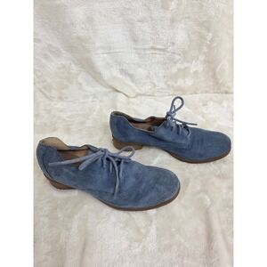 Born Blue Suede Lace Up Oxford Shoes Women Size 7.5 38.5